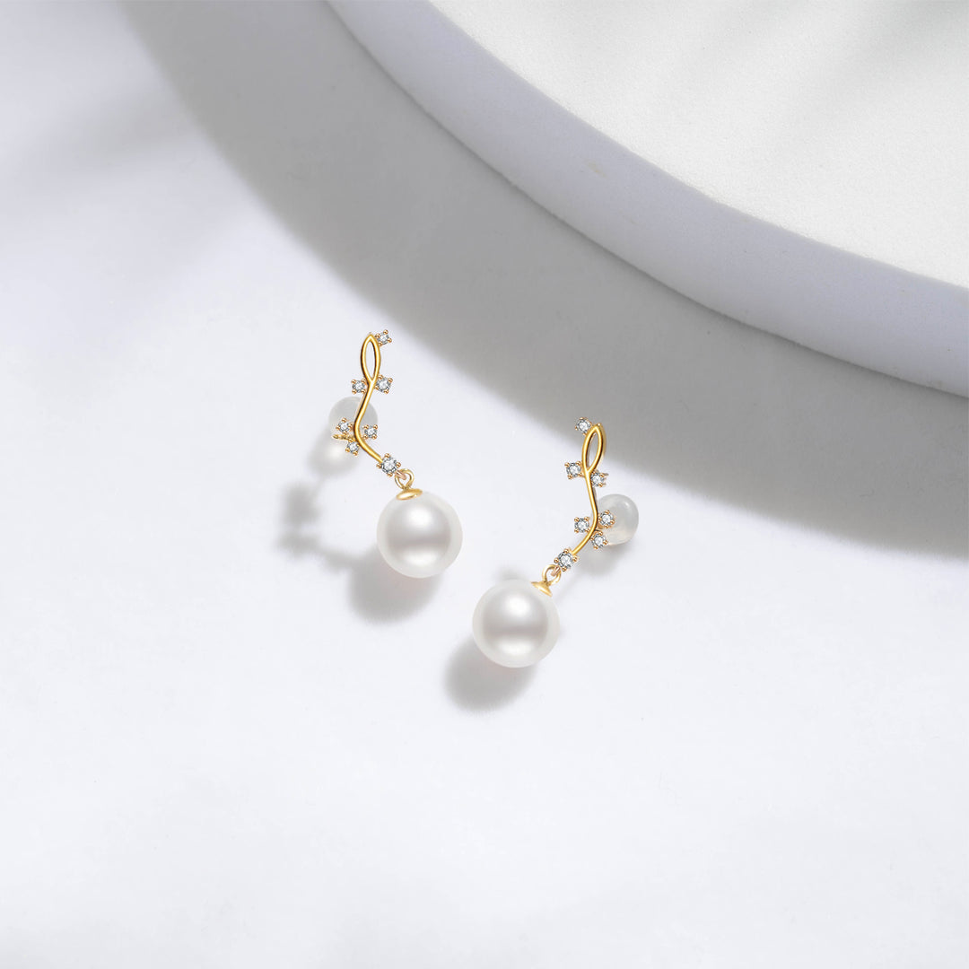 18k Freshwater Pearl Earrings KE00070 | STARRY - PEARLY LUSTRE
