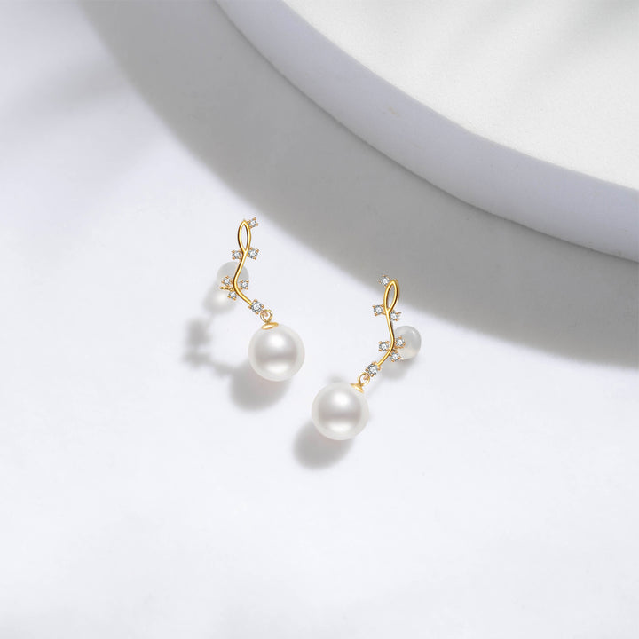 18k Freshwater Pearl Earrings KE00070 | STARRY - PEARLY LUSTRE