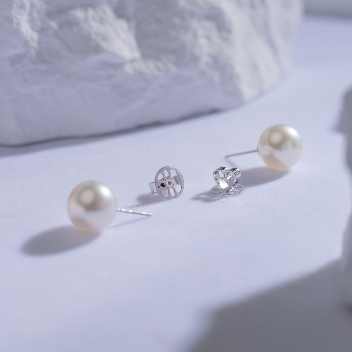 18K Gold Venus Top Grade Australian White South Sea Pearl Stud Earrings KE00084 - PEARLY LUSTRE