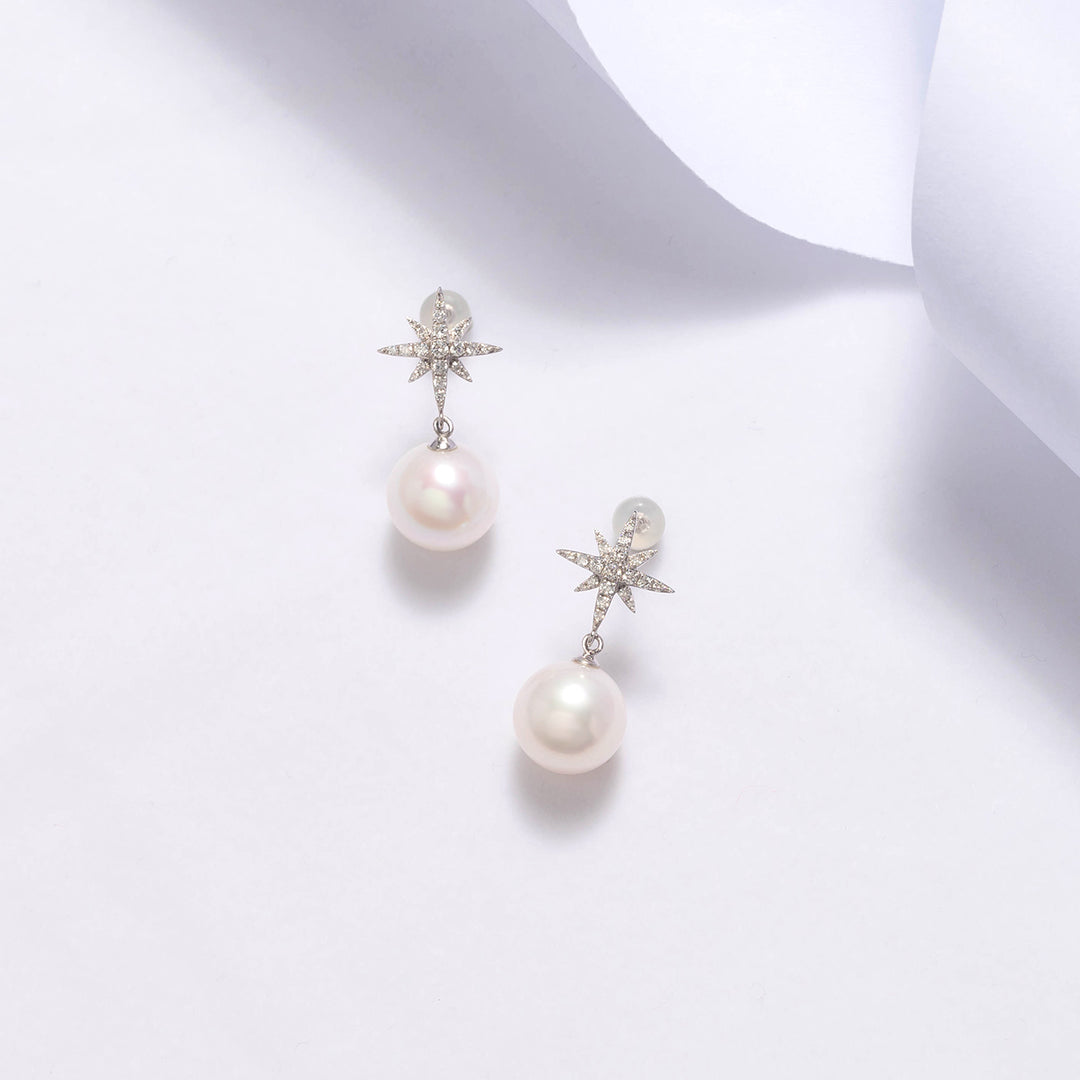 18k Gold Diamond Edison Pearl Earring KE00085 - PEARLY LUSTRE