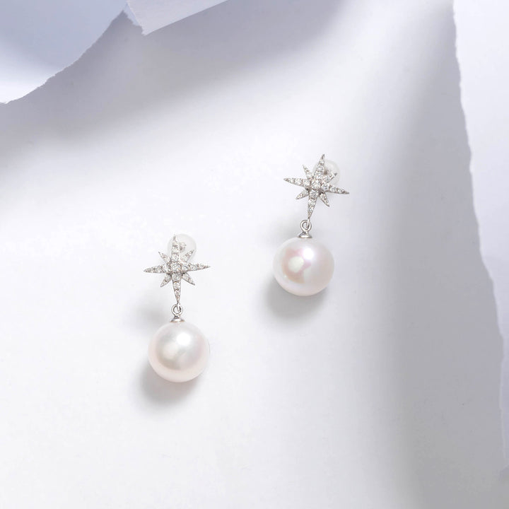 18k Gold Diamond Edison Pearl Earring KE00085 - PEARLY LUSTRE