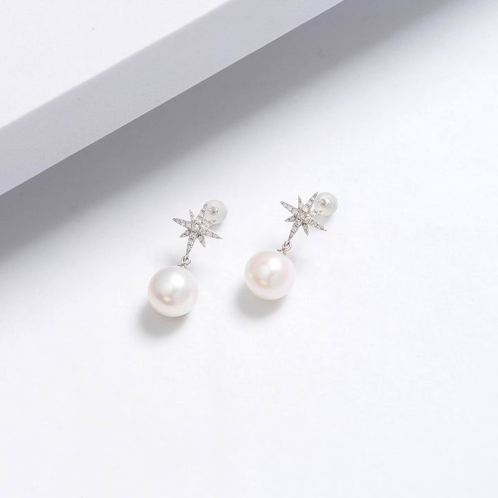 18k Gold Diamond Edison Pearl Earring KE00085 - PEARLY LUSTRE