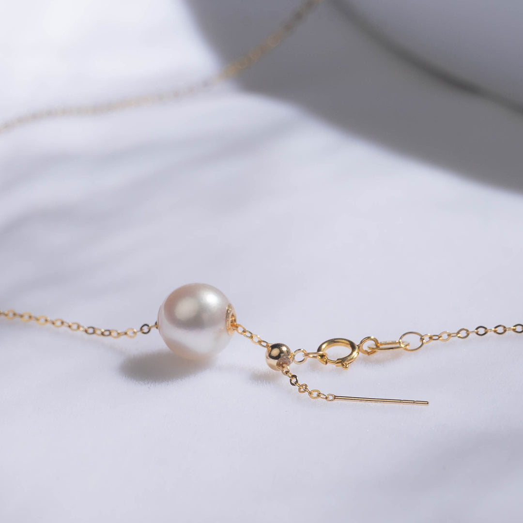 18K Solid Gold Possibilities Interchangeable Akoya Pearl Necklace KN00068 - PEARLY LUSTRE