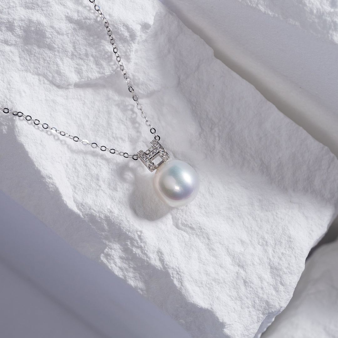 New Yorker 18K Solid Gold Freshwater Pearl Necklace KN00069 - PEARLY LUSTRE