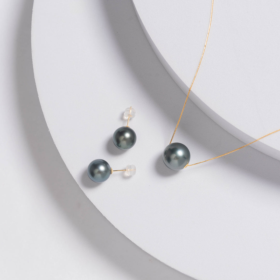 18K Tahitian Pearl Necklace KN00082 - PEARLY LUSTRE