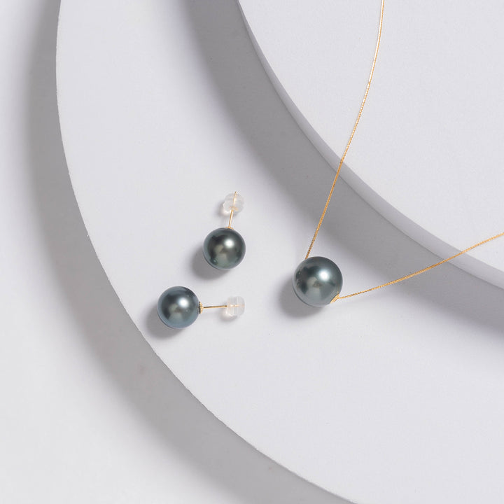 18K Tahitian Pearl Necklace KN00082 - PEARLY LUSTRE