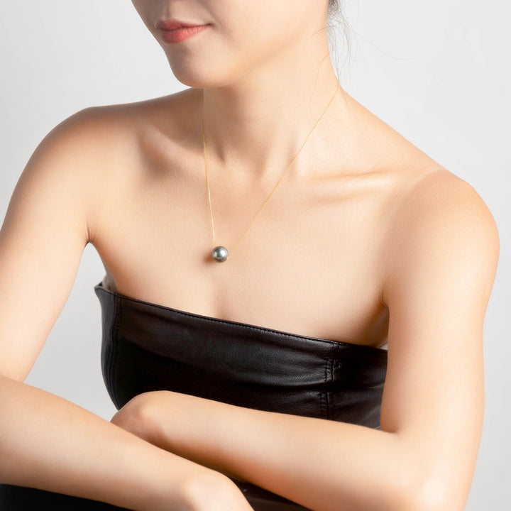 18K Tahitian Pearl Necklace KN00082 - PEARLY LUSTRE