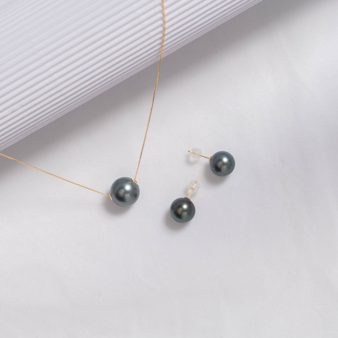 18K Tahitian Pearl Necklace KN00082 - PEARLY LUSTRE
