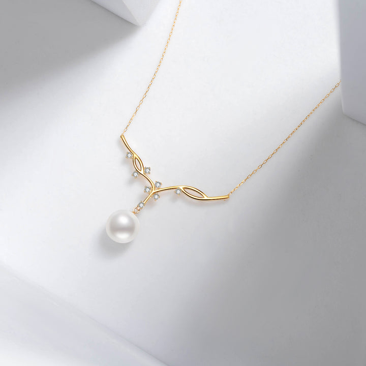 18k Gold Freshwater Pearl Necklace KN00084 | STARRY - PEARLY LUSTRE