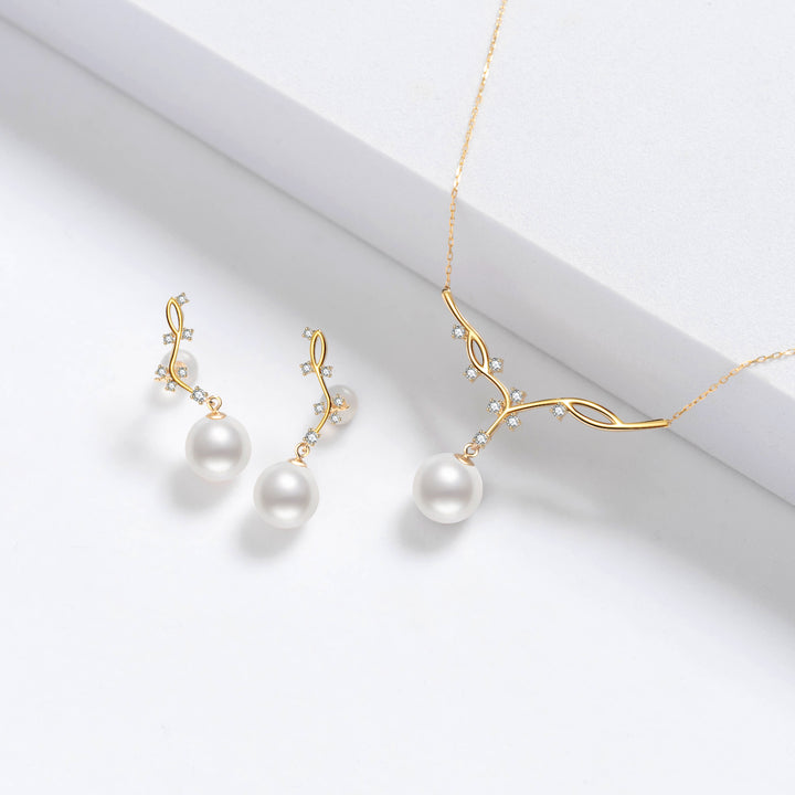 18k Gold Freshwater Pearl Necklace KN00084 | STARRY - PEARLY LUSTRE