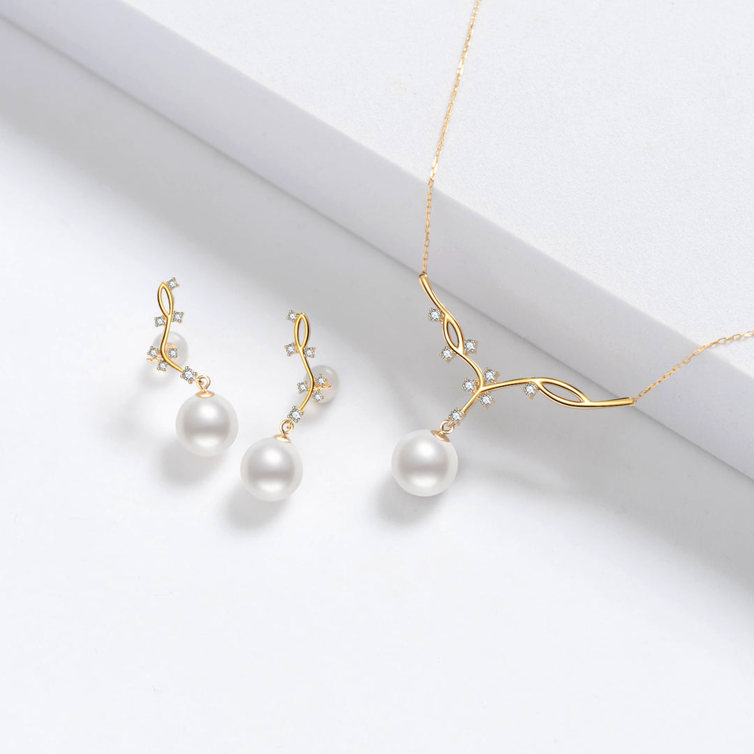 18k Freshwater Pearl Earrings KE00070 | STARRY - PEARLY LUSTRE