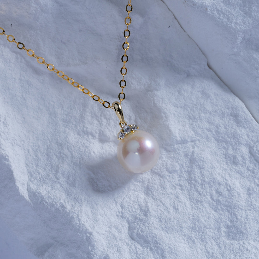 18K Solid Gold Freshwater Pearl Necklace KN00096 - PEARLY LUSTRE