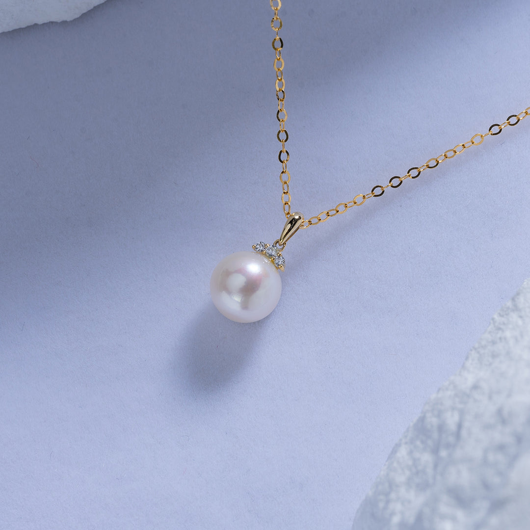 18K Solid Gold Freshwater Pearl Necklace KN00096 - PEARLY LUSTRE