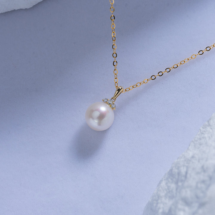 18K Solid Gold Freshwater Pearl Necklace KN00096 - PEARLY LUSTRE