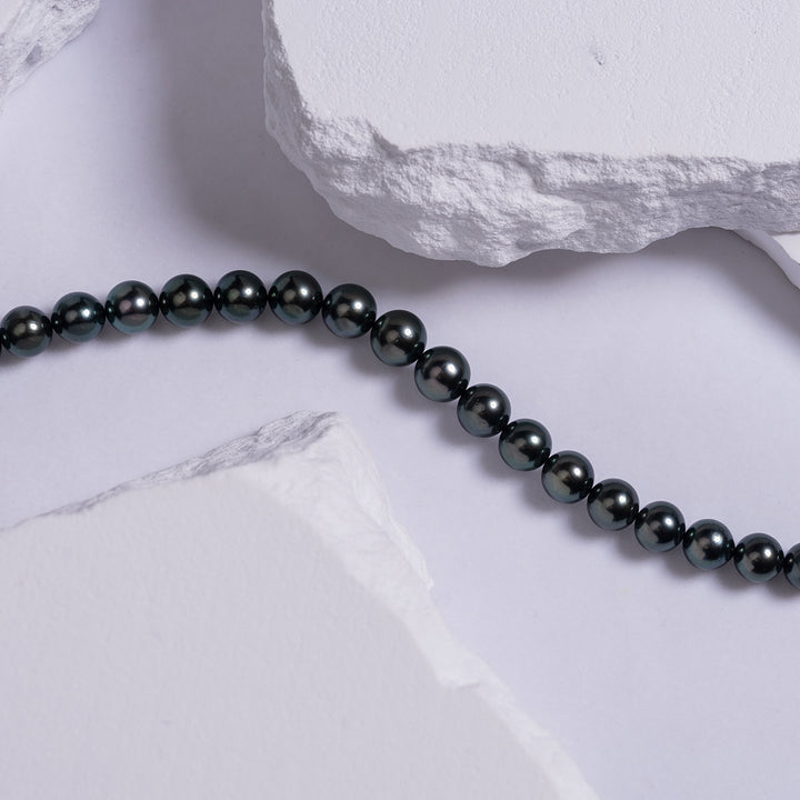 Elegant 18k Solid Gold Aurora PEACOCK Tahitian Pearl Necklace KN00100 - PEARLY LUSTRE