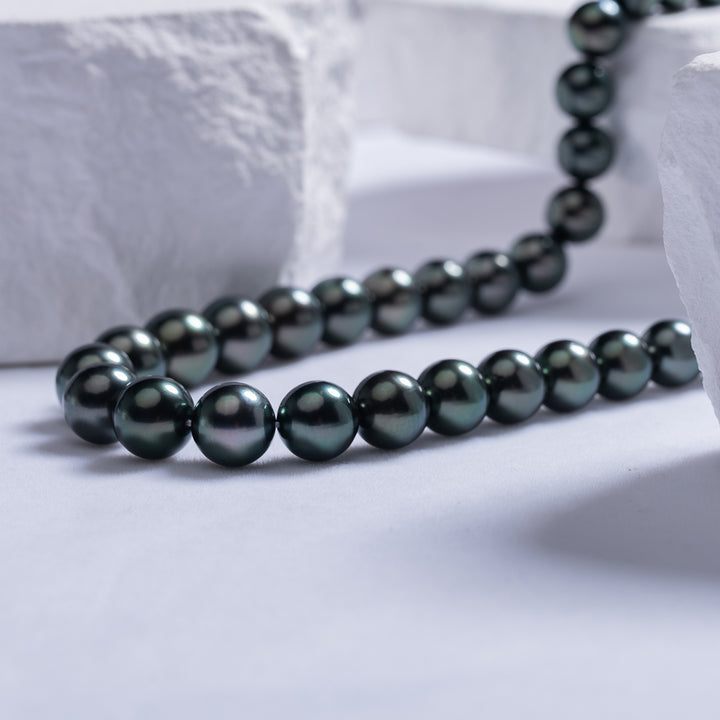 Elegant 18k Solid Gold Aurora PEACOCK Tahitian Pearl Necklace KN00100 - PEARLY LUSTRE