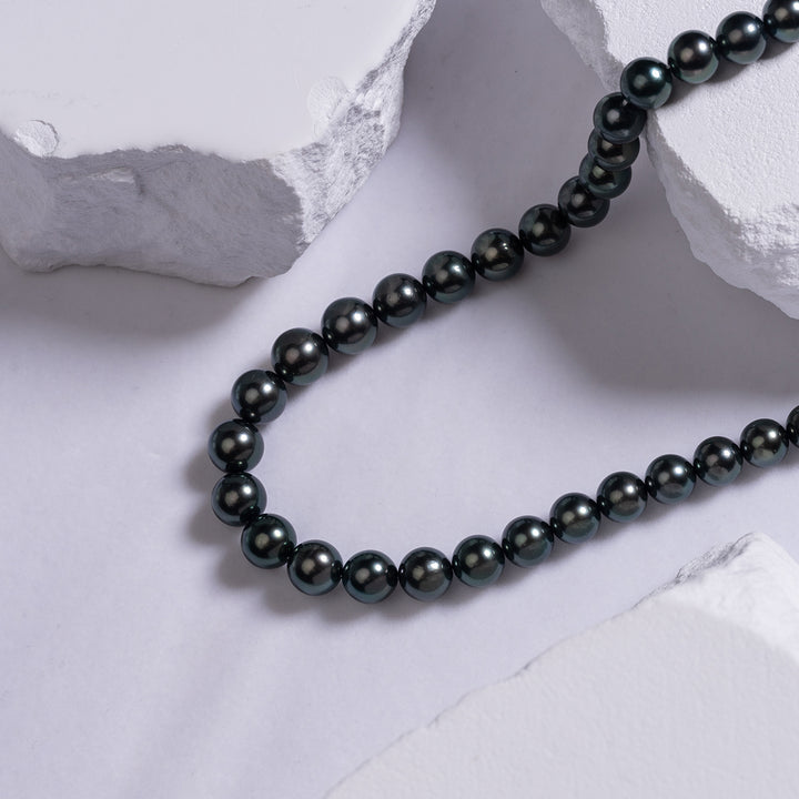 Elegant 18k Solid Gold Aurora PEACOCK Tahitian Pearl Necklace KN00100 - PEARLY LUSTRE