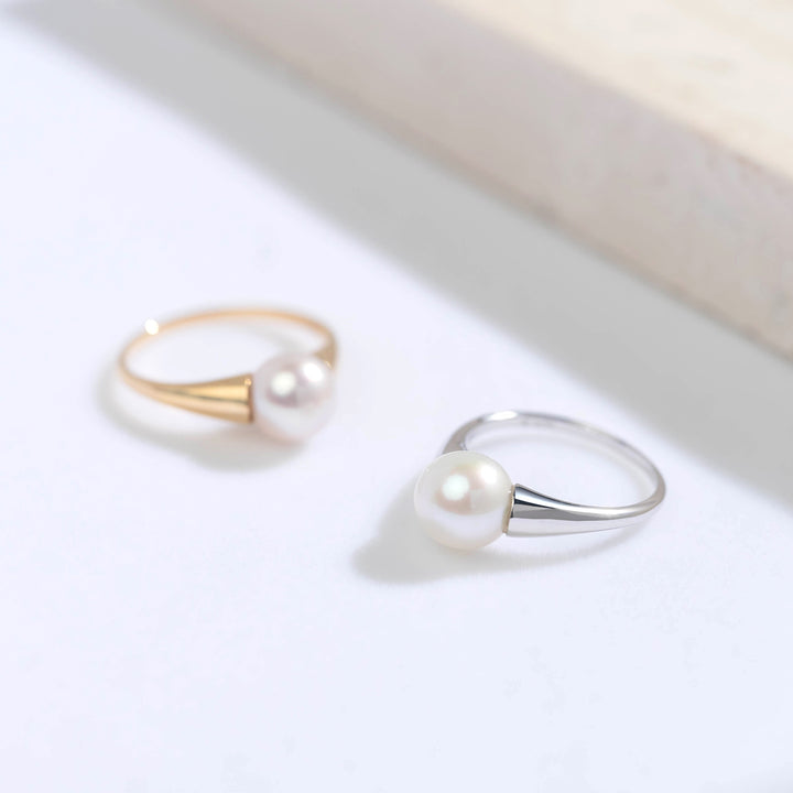 18K Gold Freshwater Pearl Ring KR00030 - PEARLY LUSTRE