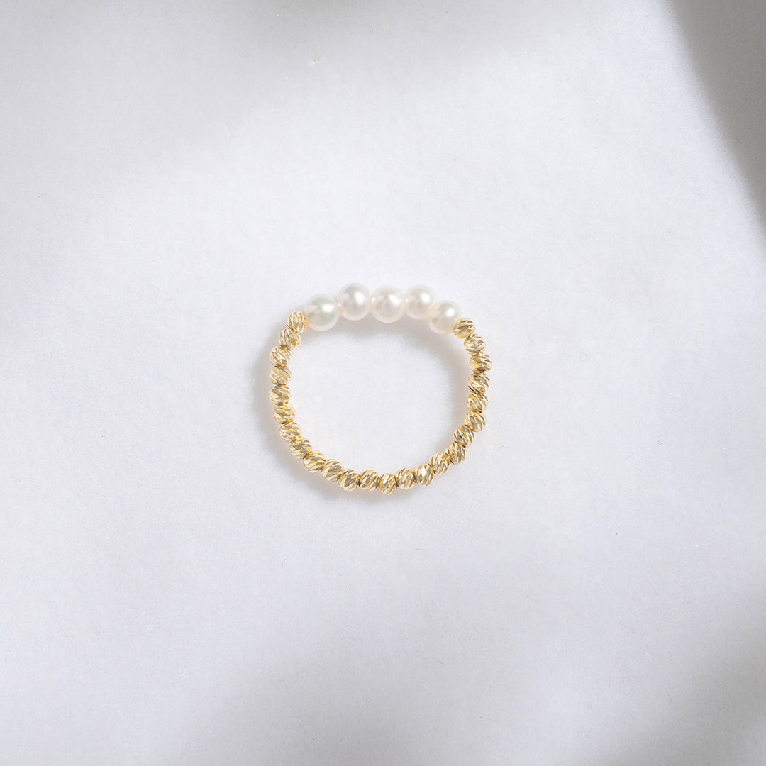 18k Solid Gold Freshwater Pearl Ring KR00035 - PEARLY LUSTRE