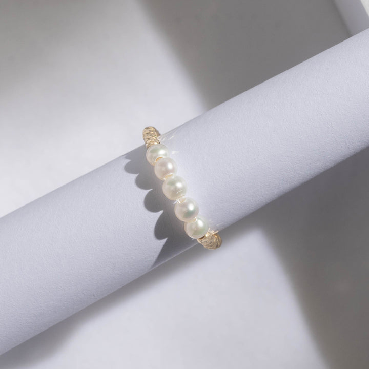 18k Solid Gold Freshwater Pearl Ring KR00035 - PEARLY LUSTRE