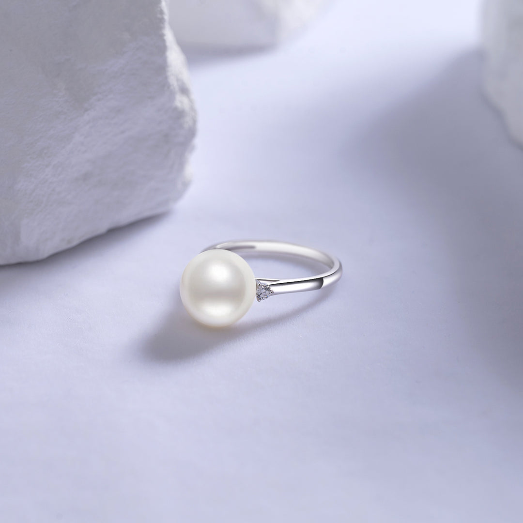 18K Solid Gold Venus Australian White South Sea Pearl Ring KR00038 - PEARLY LUSTRE