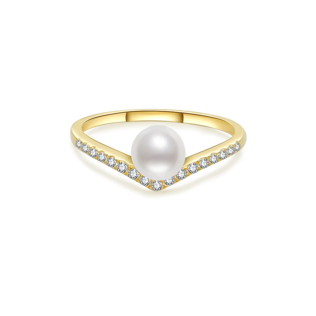 18K Gold Freshwater Pearl Ring KR00039 - PEARLY LUSTRE