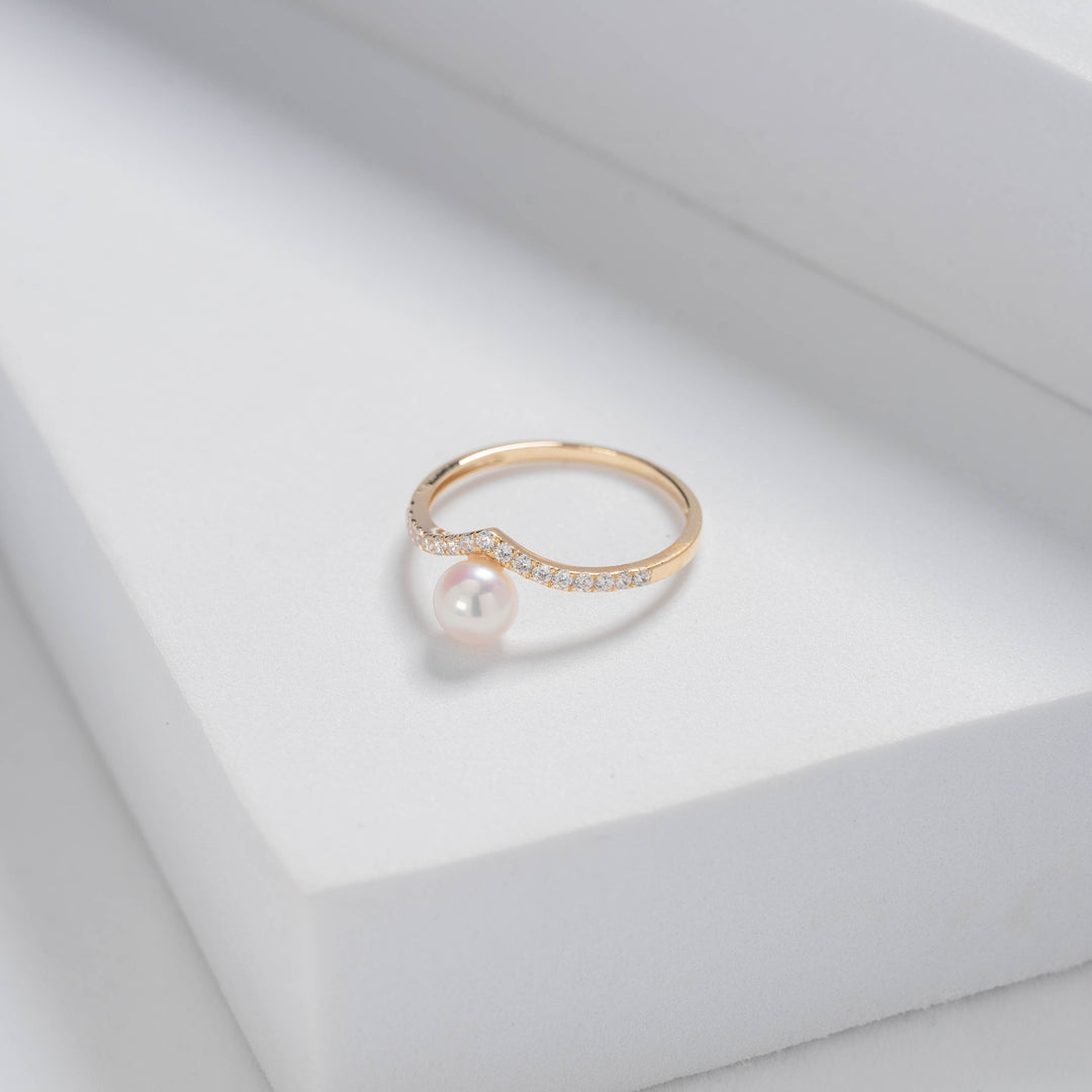 18K Gold Freshwater Pearl Ring KR00039 - PEARLY LUSTRE