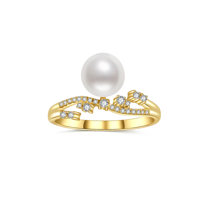 18K Freshwater Pearl Ring KR00041 | STARRY - PEARLY LUSTRE