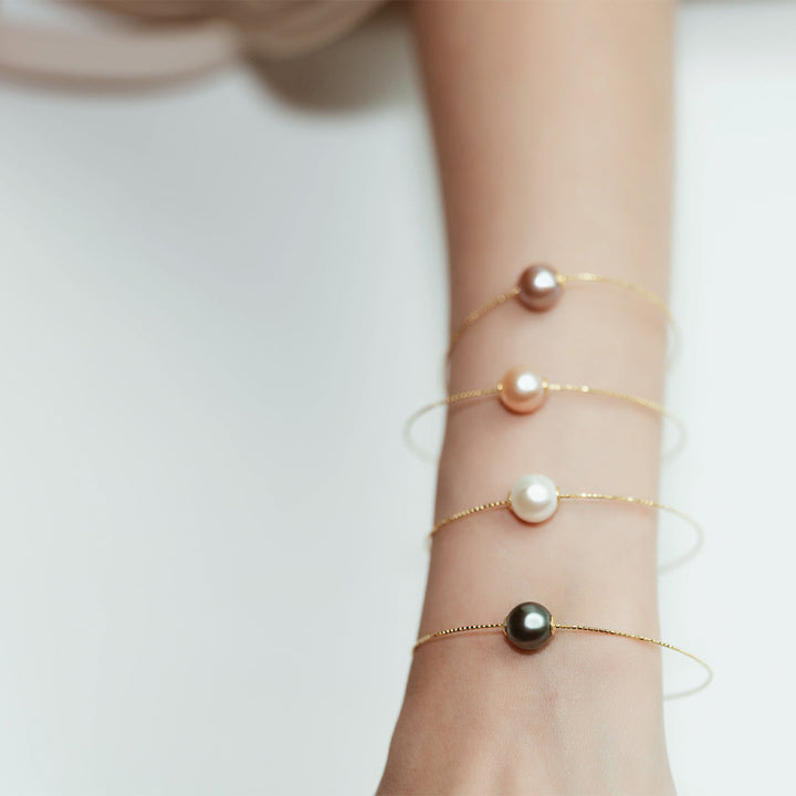 18K Solid Gold Interchangeable Pearl Bracelet KB00004 | Possibilities - PEARLY LUSTRE