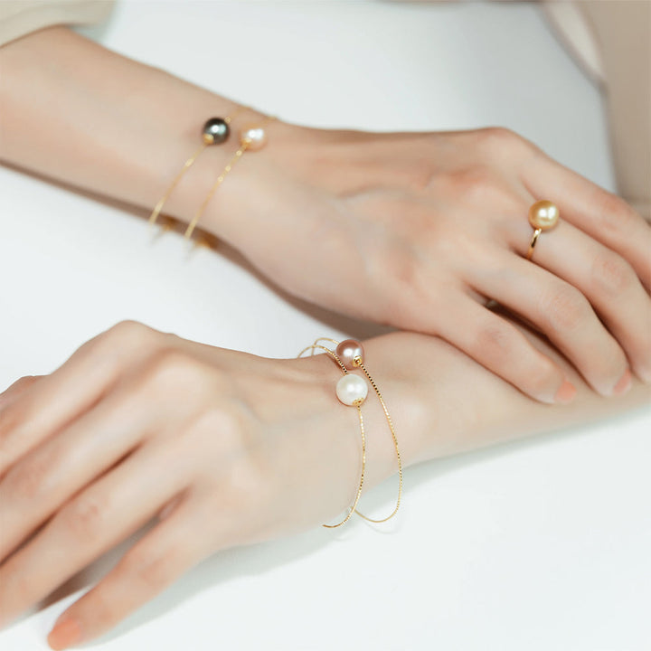 18K Solid Gold Interchangeable Pearl Bracelet KB00004 | Possibilities - PEARLY LUSTRE