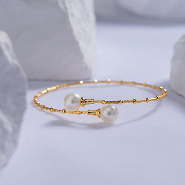 18K Solid Gold Freshwater Pearl Bracelet KB00002 - PEARLY LUSTRE