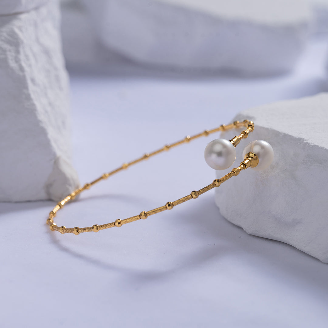 18K Solid Gold Freshwater Pearl Bracelet KB00002 - PEARLY LUSTRE