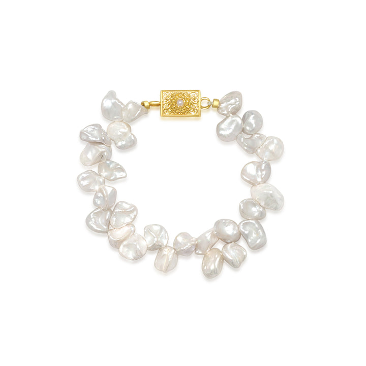 Elegant White Keshi Pearl Bracelet WB00175 - PEARLY LUSTRE
