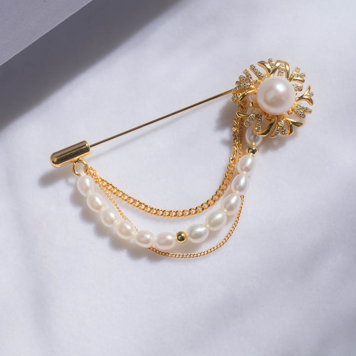 Elegant Freshwater Pearl Brooch WC00053 | GARDENS - PEARLY LUSTRE