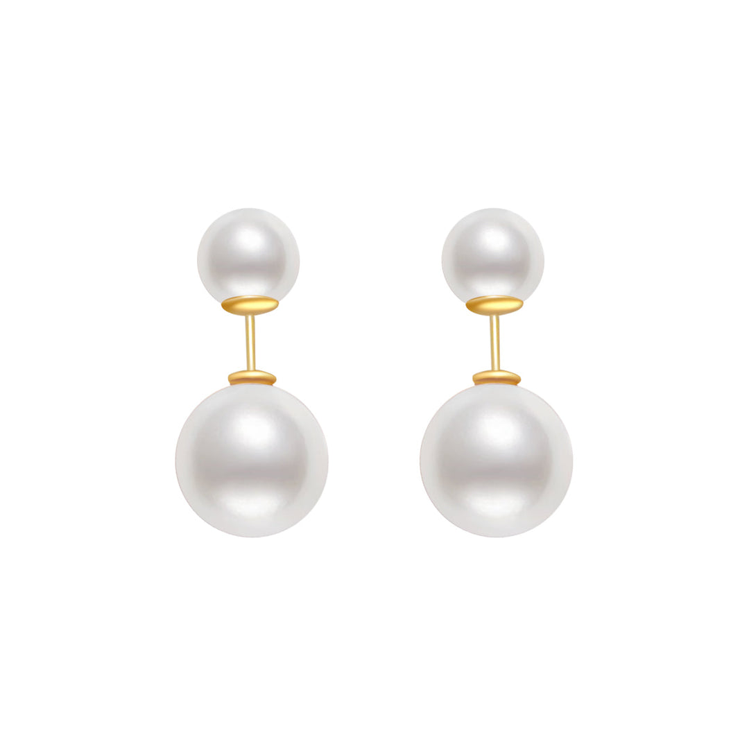 18K Solid Gold Interchangeable Freshwater Pearl Earrings KE00042 | Possibilities - PEARLY LUSTRE