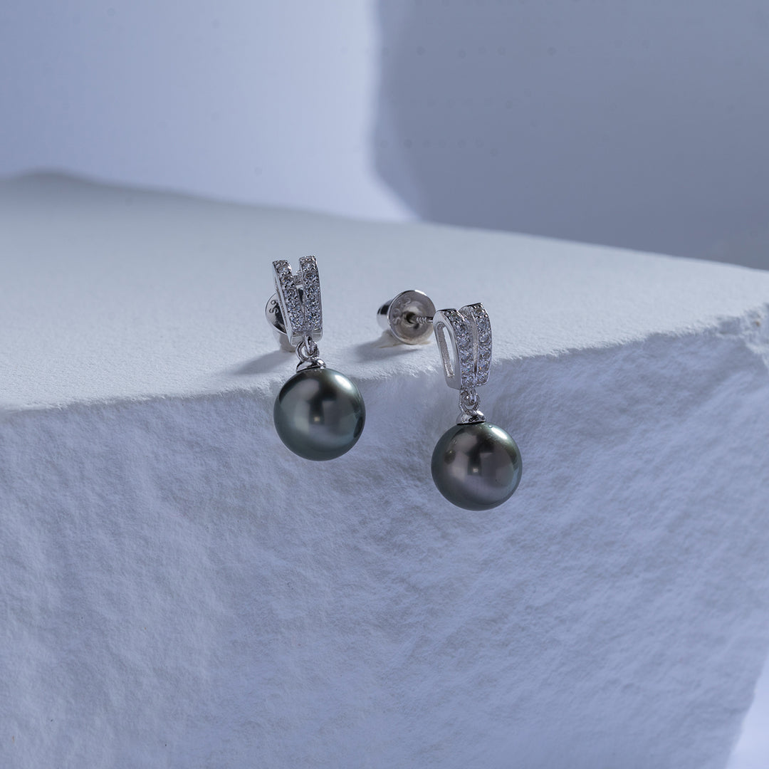 Elegant Saltwater Tahitian Pearl Earrings WE00182 - PEARLY LUSTRE