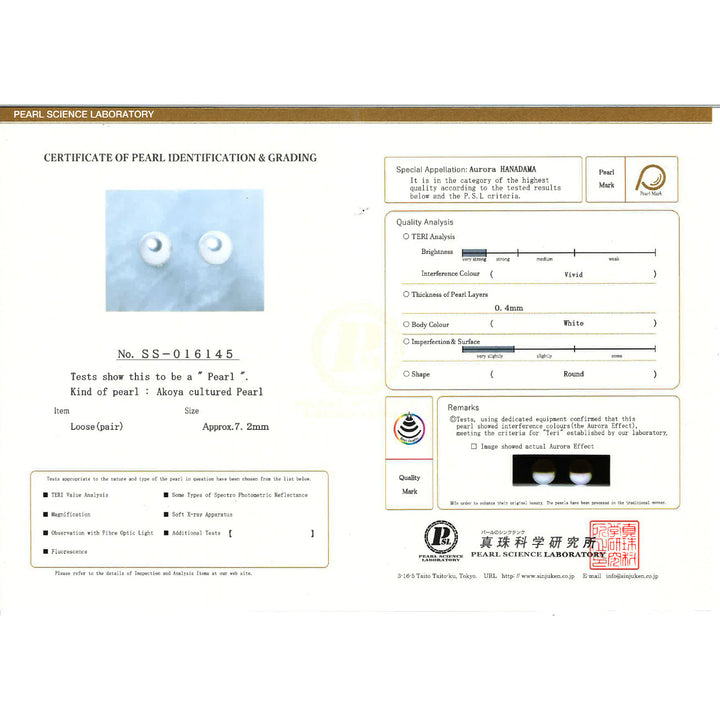 Elegant 18K Gold Top Grade Akoya HANADAMA Pearl Stud Earrings KE00017 - PEARLY LUSTRE