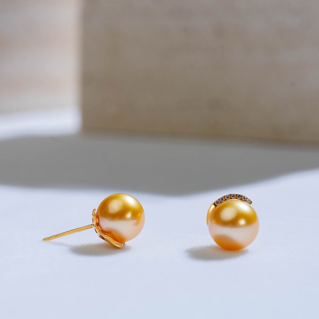 18K Solid Gold South Sea Pearl Earrings KE00032 - PEARLY LUSTRE