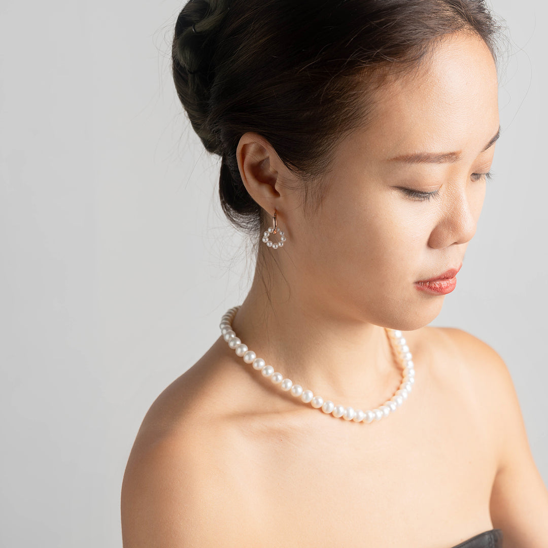 18K Solid Gold New Yorker Freshwater Pearl Earrings KE00035 - PEARLY LUSTRE
