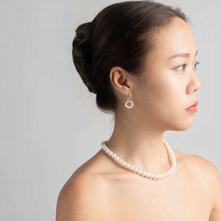 18K Solid Gold New Yorker Freshwater Pearl Earrings KE00035 - PEARLY LUSTRE