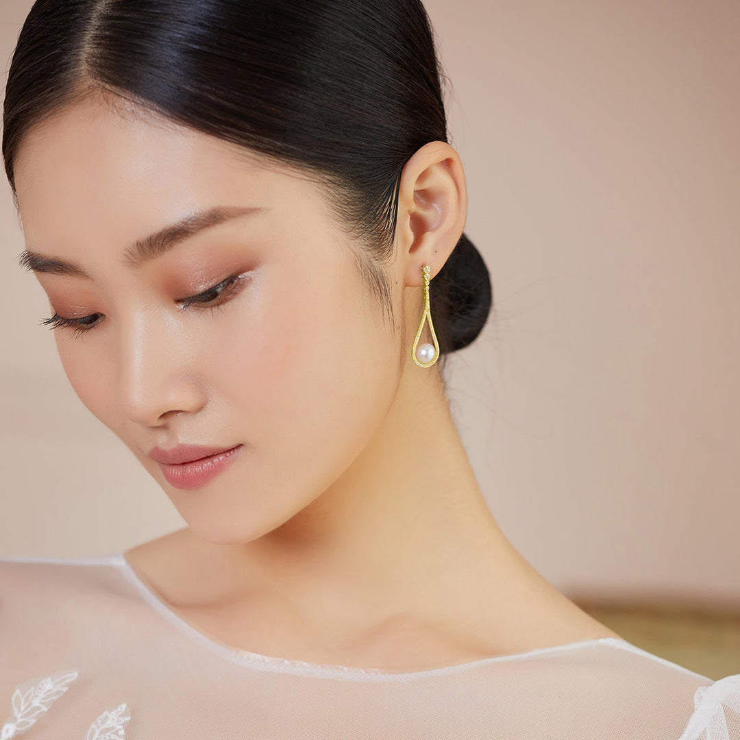 Elegant Freshwater Pearl Earrings WE00378 - PEARLY LUSTRE
