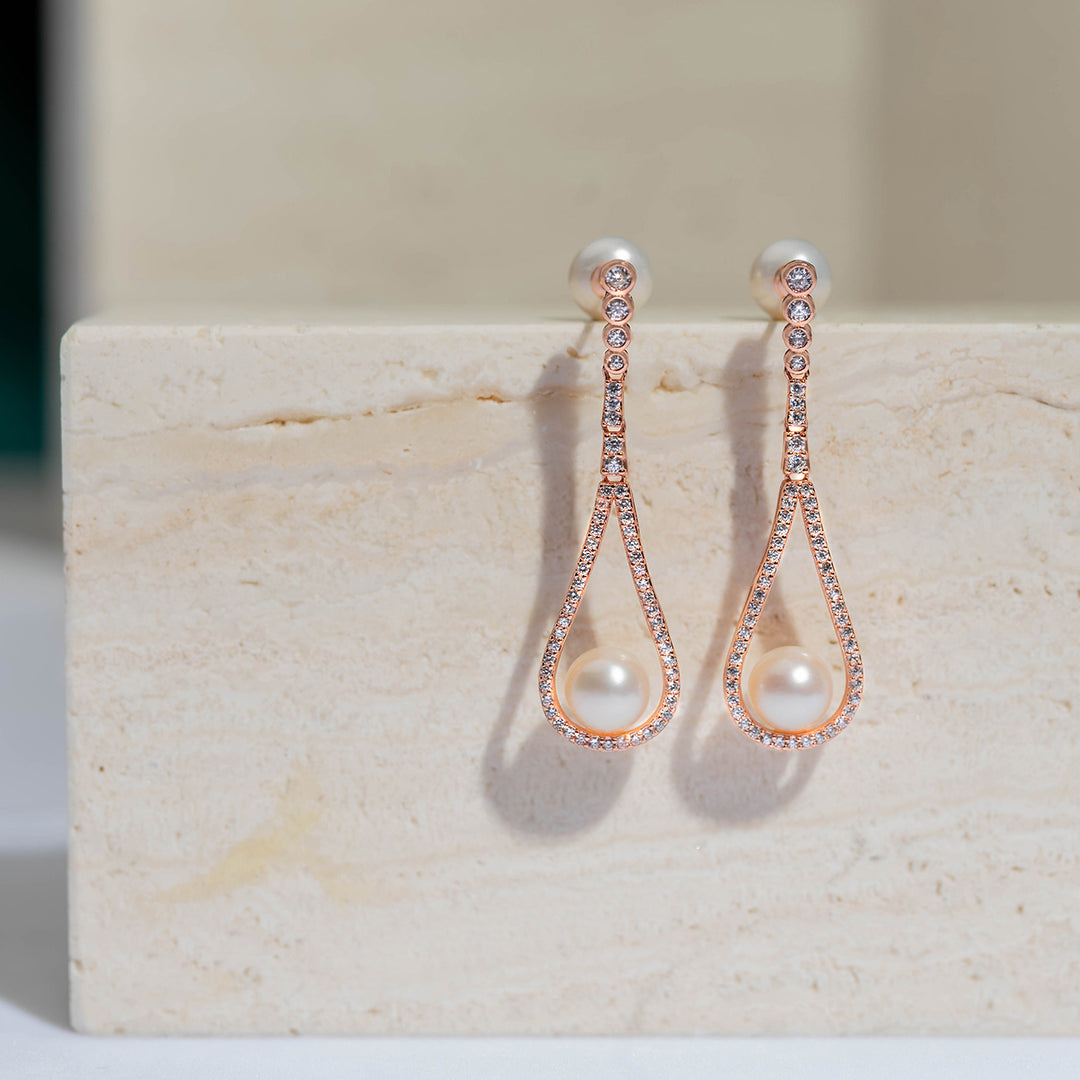 Elegant Freshwater Pearl Earrings WE00379 - PEARLY LUSTRE