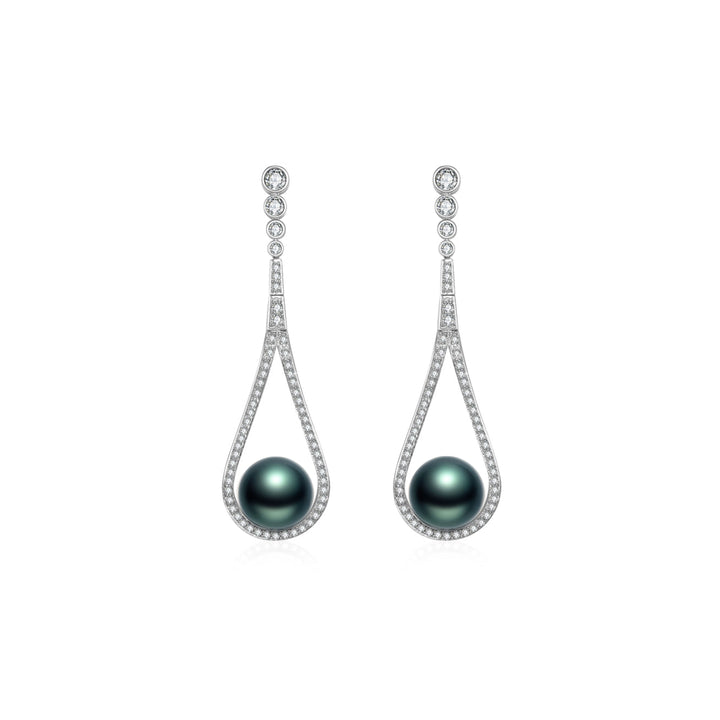 Elegant Tahitian Saltwater Pearl Earrings WE00391 - PEARLY LUSTRE