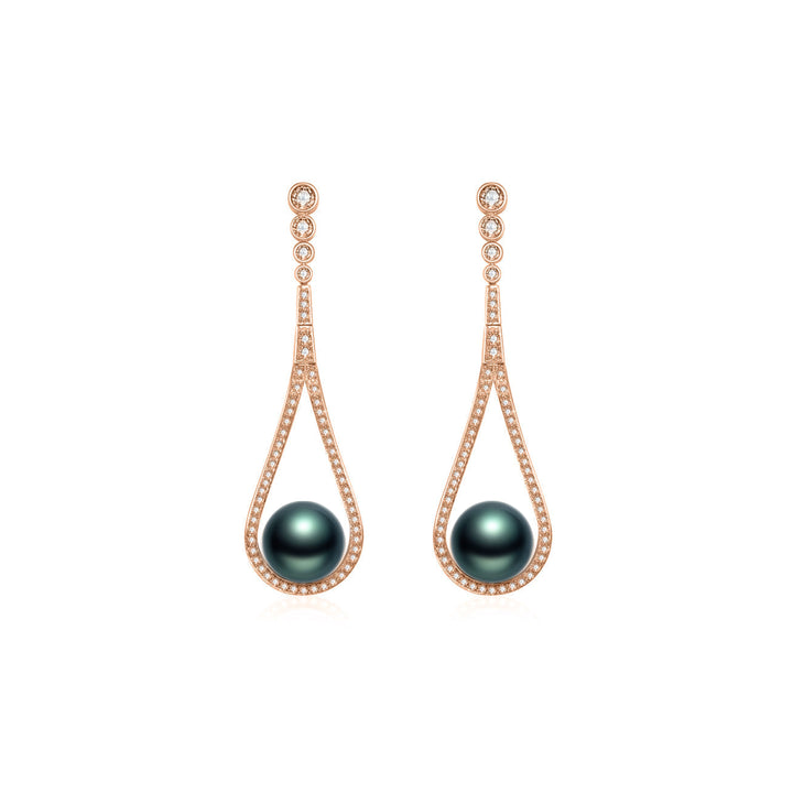 Elegant Tahitian Saltwater Pearl Earrings WE00393 - PEARLY LUSTRE