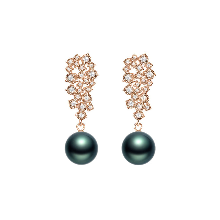 New Yorker Tahitian Saltwater Pearl Earrings WE00395 | Wedding Series - PEARLY LUSTRE