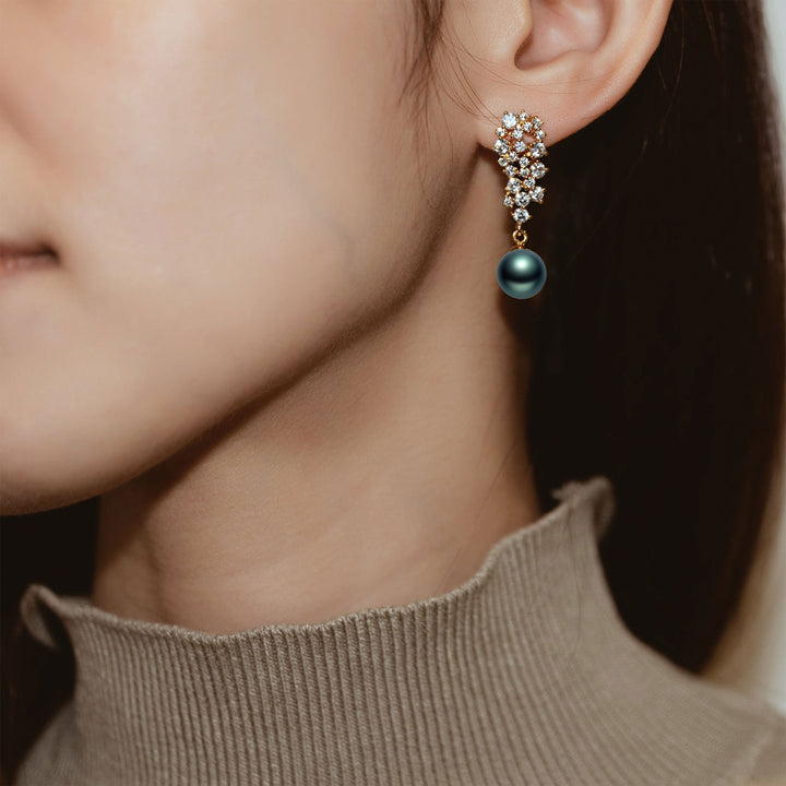 New Yorker Tahitian Saltwater Pearl Earrings WE00396 | Wedding Series - PEARLY LUSTRE