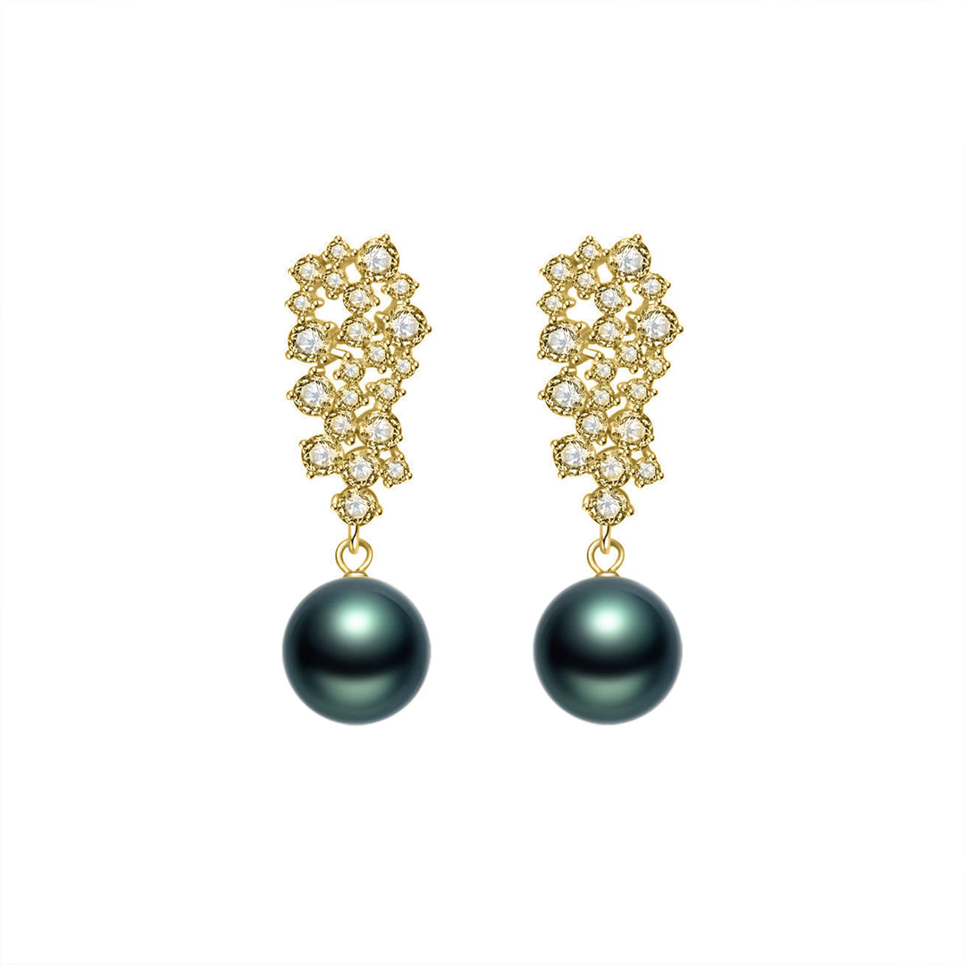 New Yorker Tahitian Saltwater Pearl Earrings WE00396 | Wedding Series - PEARLY LUSTRE