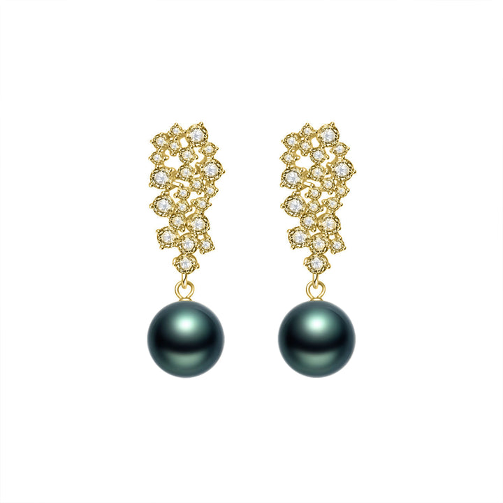 New Yorker Tahitian Saltwater Pearl Earrings WE00396 | Wedding Series - PEARLY LUSTRE