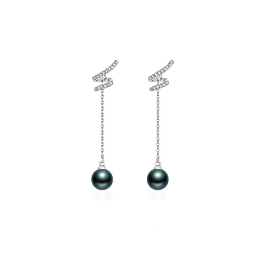 Elegant Tahitian Saltwater Pearl Earrings WE00398 | S Collection - PEARLY LUSTRE
