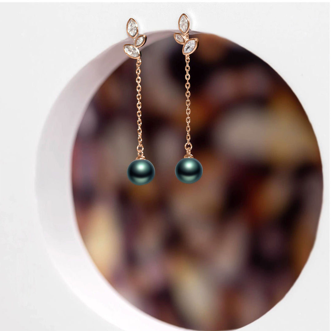 Elegant Tahitian Saltwater Pearl Earrings WE00399 - PEARLY LUSTRE